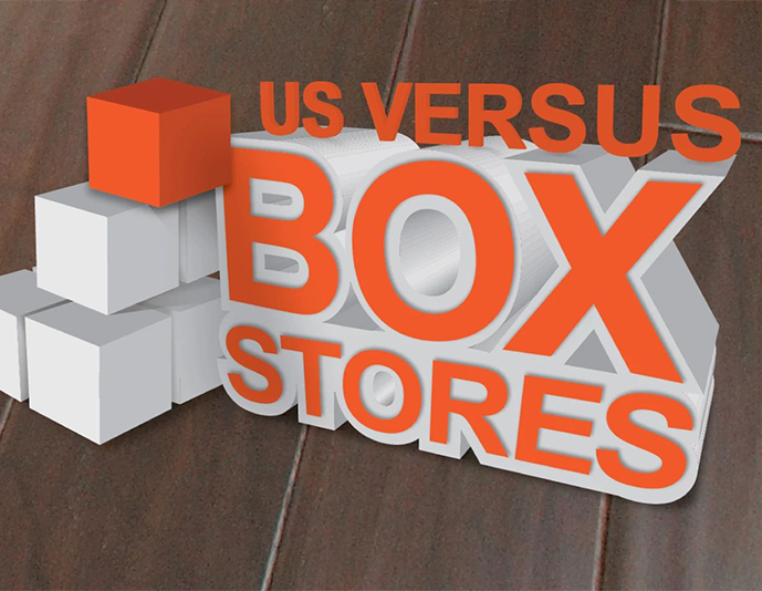 us vs box stores graphic from Fallon Enterprises in Mooresville, NC